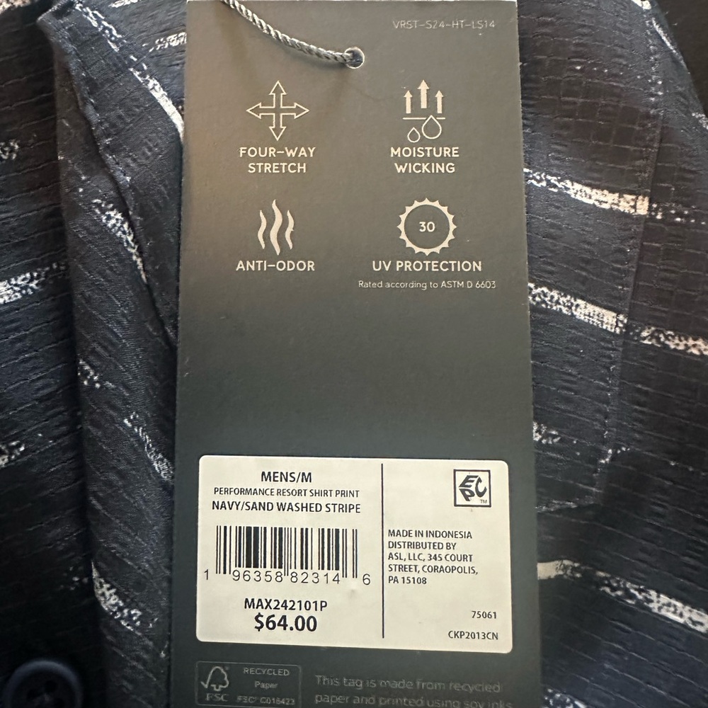 Short-Sleeve Navy Patterned Button-Down Shirt NWT - image 5